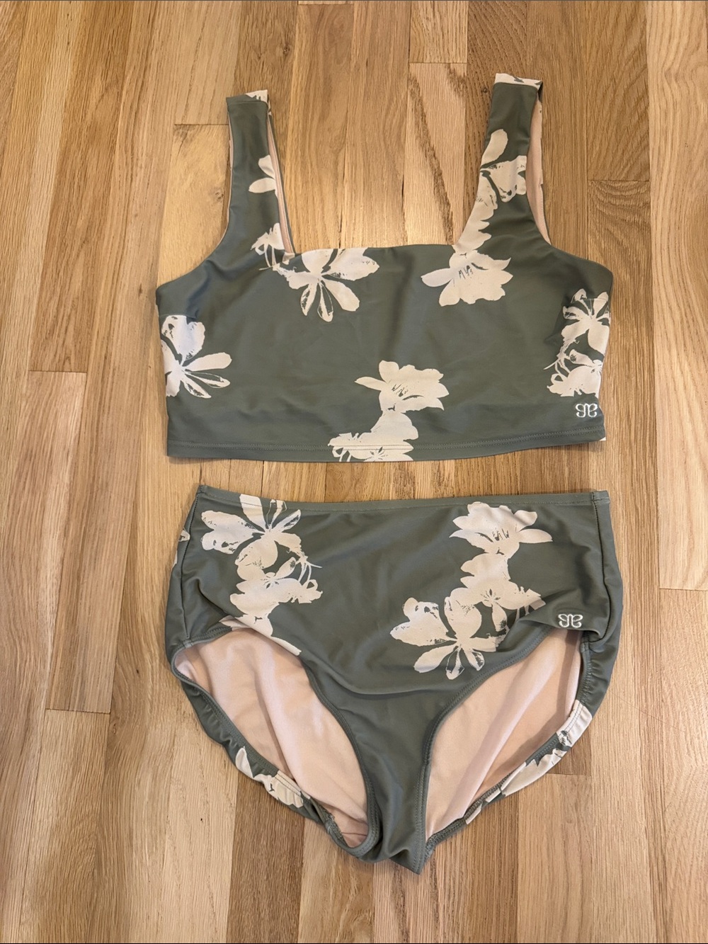 Albion Olive Green & Cream Floral Bikini Set